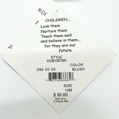 Blueberi Boulevard Child's 2-PC Dress Size 12M Blush Gold Embroider Flowers NWT