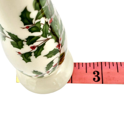 Lenox Holiday Christmas Bud Vase 7.5 x 2 Beige Gold Trim Holly