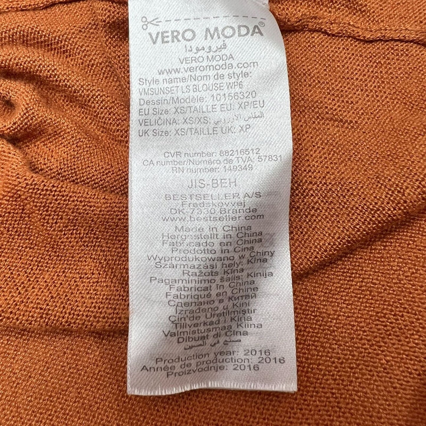 Vero Moda Pullover Sweater XS Burnt Orange Long Sleeves