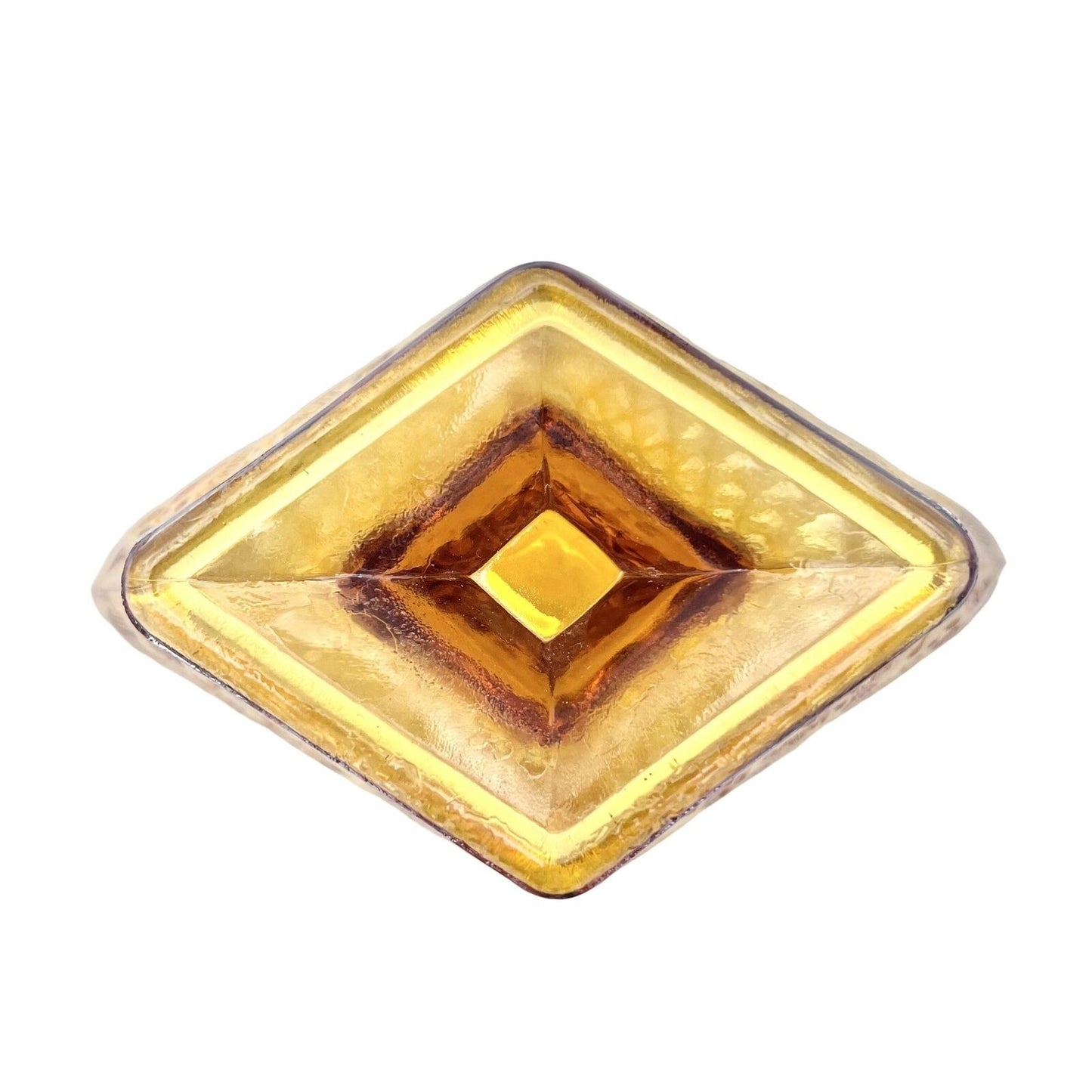 Footed Candy Nut Dish 6.5 x 4.5 Iridescent Marigold Diamond Shape Flowers