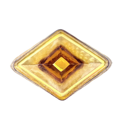 Footed Candy Nut Dish 6.5 x 4.5 Iridescent Marigold Diamond Shape Flowers