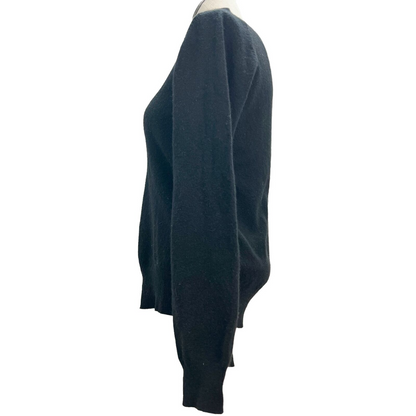 Design Assets Sweater Women's Medium Black 4 Button Shoulder Long Sleeves