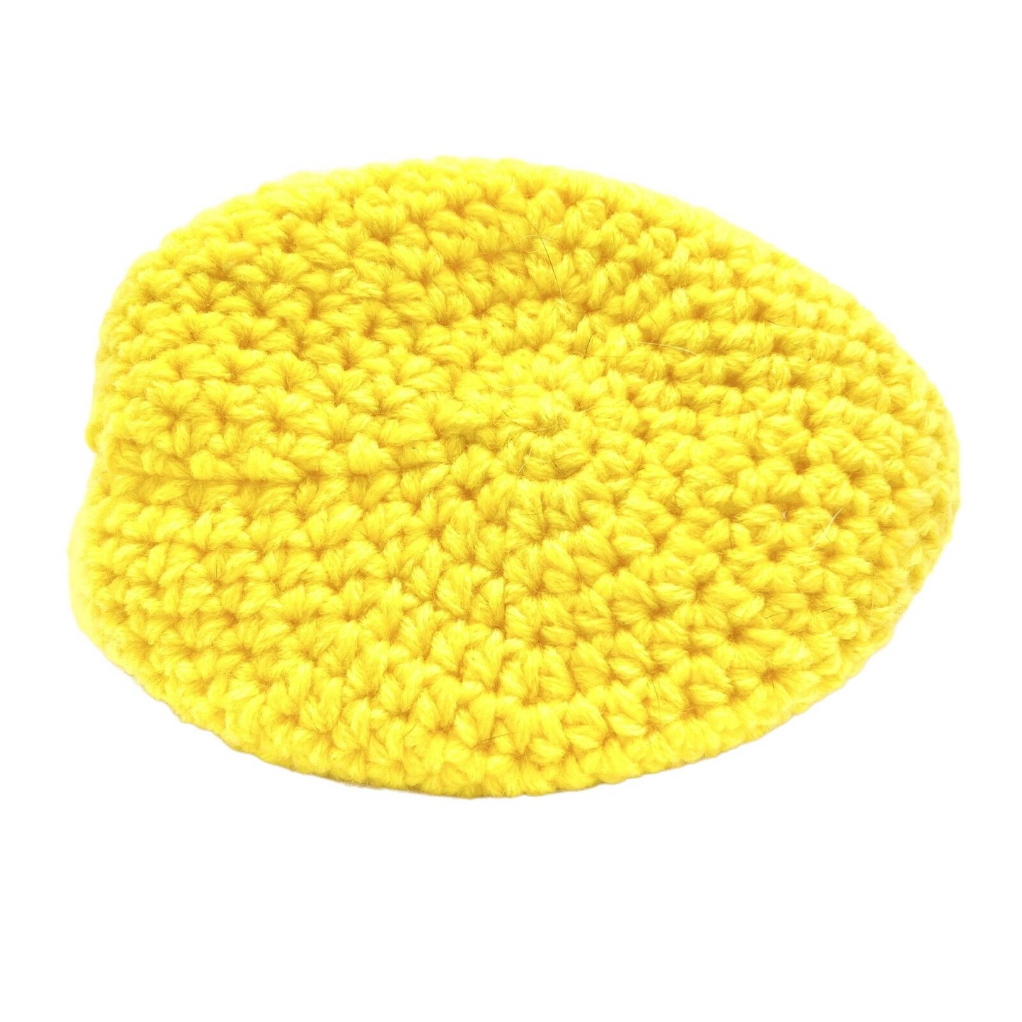 Handmade Yellow Crochet Basket With Sad Face Design & Handle Halloween Treat