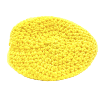 Handmade Yellow Crochet Basket With Sad Face Design & Handle Halloween Treat