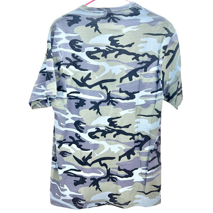 Port & Company T-shirt Large Blue Camo TX Team Short Sleeve New
